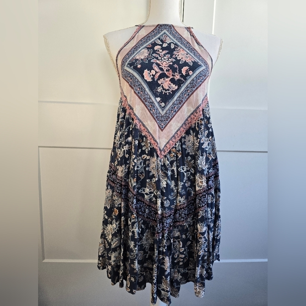 American Eagle Boho Floral Dress with Pink and Blue Accents - Picture 1 of 9